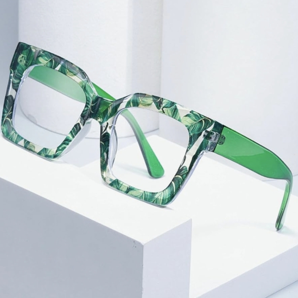 NEW Green Multicolor Leaf Oversized Fashion Glasses - Picture 3 of 11